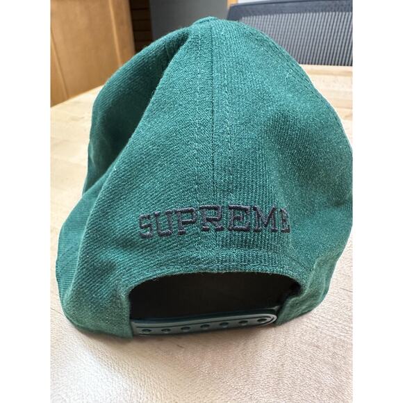 Supreme Hat Cap Snap Back Green Wool Arabic Script Embroidered Mens One Size - Picture 2 of 6